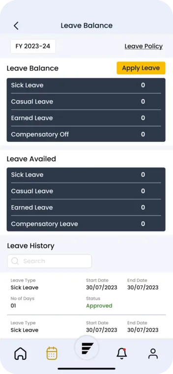 Leave balance and history