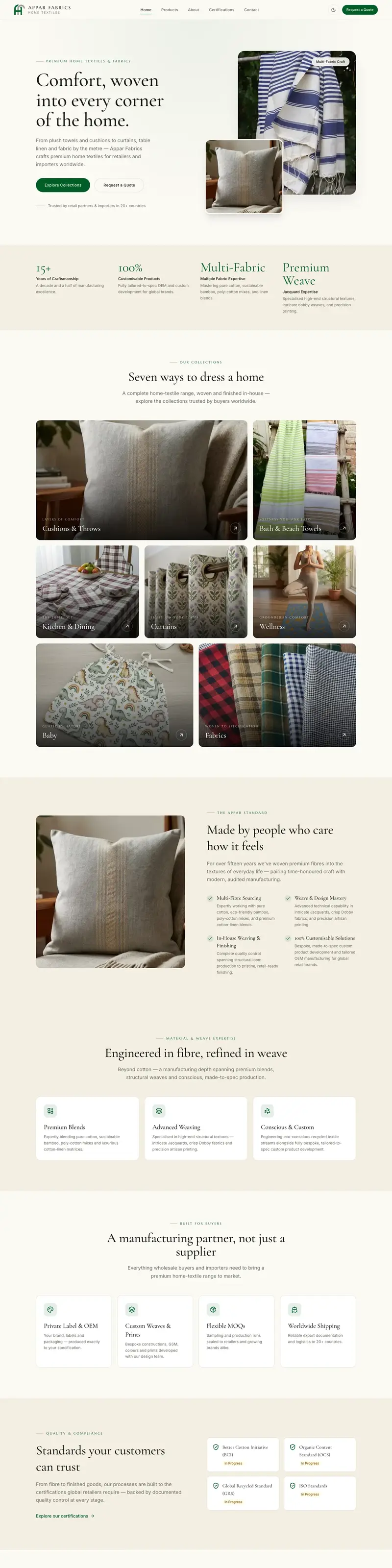 Appar Fabrics — website for APPAR FABRICS — KARUR, INDIA