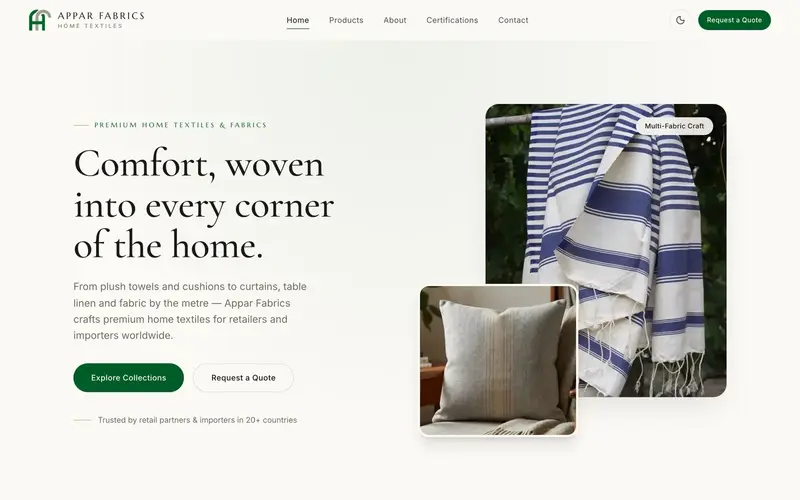 Appar Fabrics — website for APPAR FABRICS — KARUR, INDIA