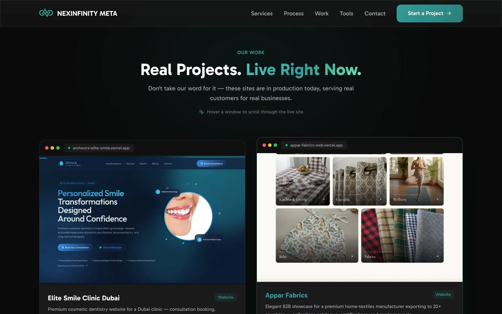 Live Portfolio Previews