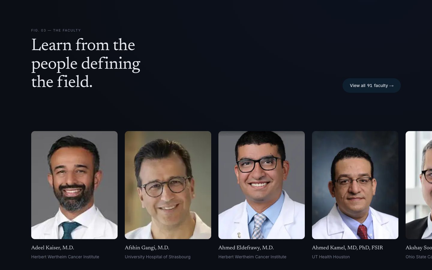 The faculty contributor index — dark mode