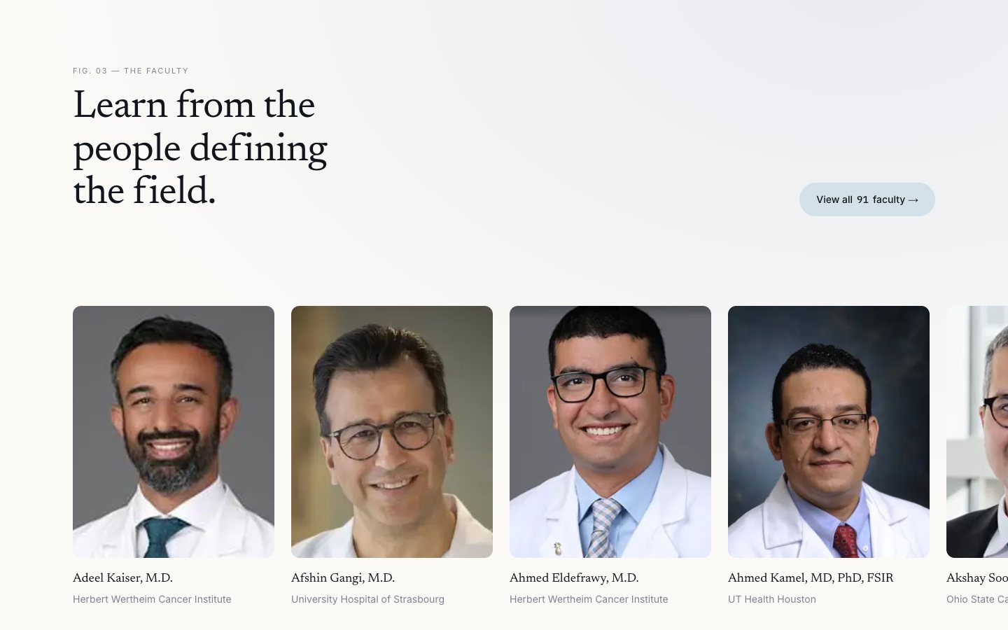 The faculty contributor index — light mode