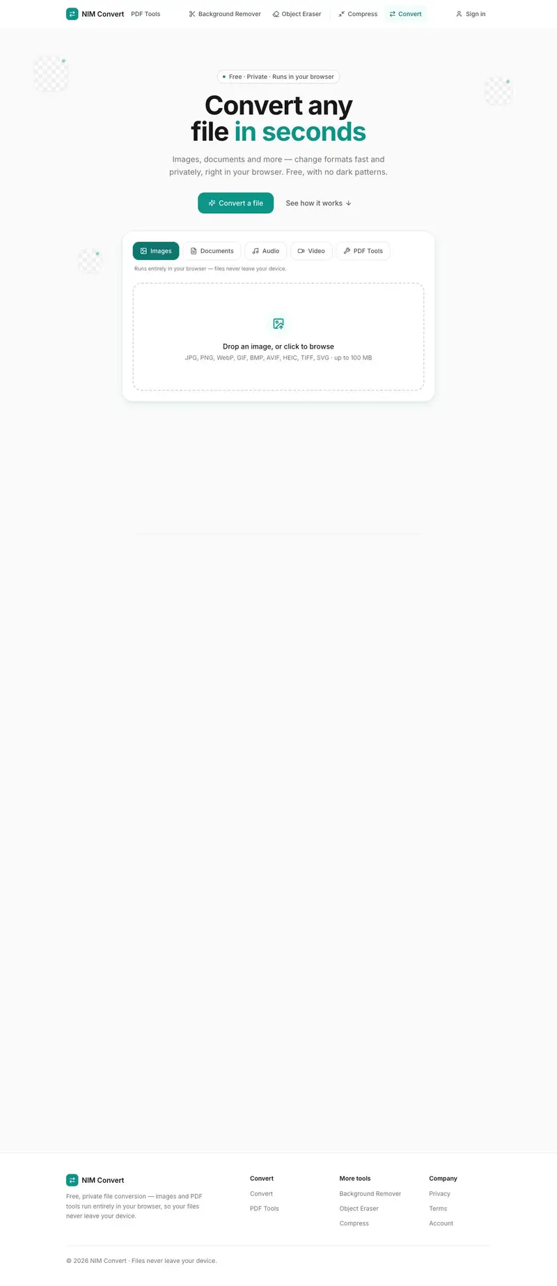 NIM Convert — Any file, into any format